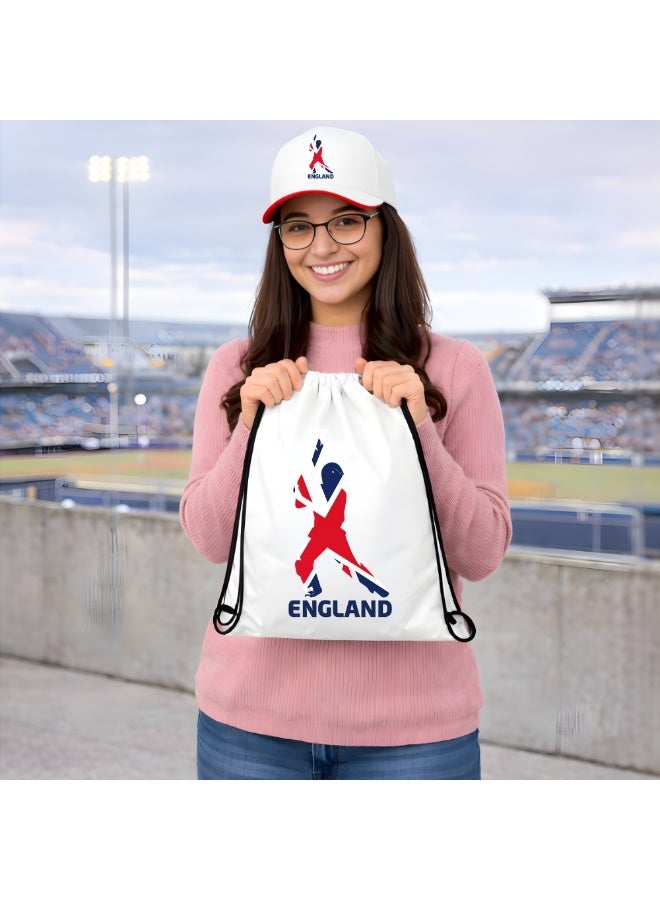 مجموعة مشجعي الرياضة في إنجلترا - عبوة مكونة من 3 قطع - قبعة وحقيبة برباط وعلم يدوي - مثالية للمباريات والمناسبات والاستخدام اليومي - مثالية لعشاق الرياضة - Image 4